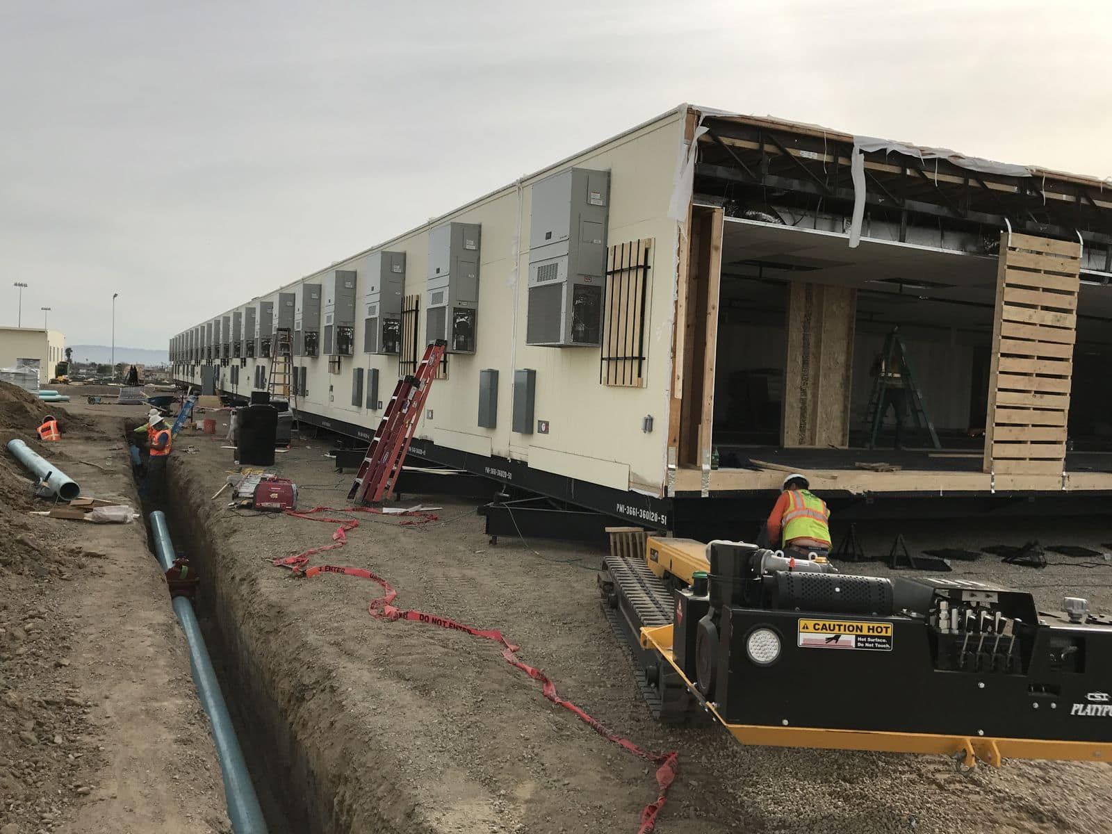 Modular office trailer at Los Angeles Rams Stadium